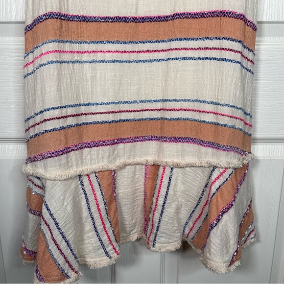 Anthropologie Holding Horses Elira Striped Boho Dress Sz S Frayed Trim - Picture 11 of 13